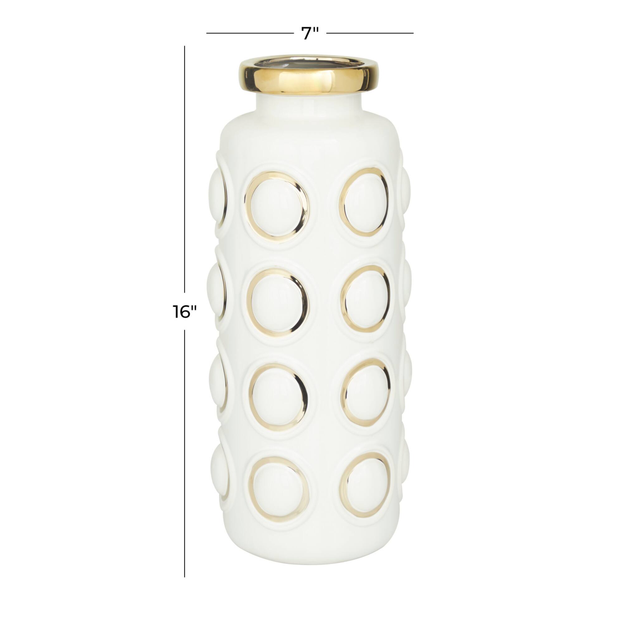 White Stoneware Contemporary Vase, 16" x 6" x 7"